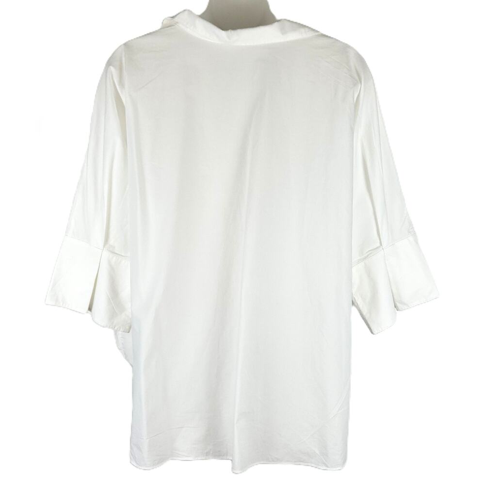 Carolina Herrera Sequined CH Logo Oversized Crisp White V-Neck Tunic Top XS NWOT - Picture 2 of 5